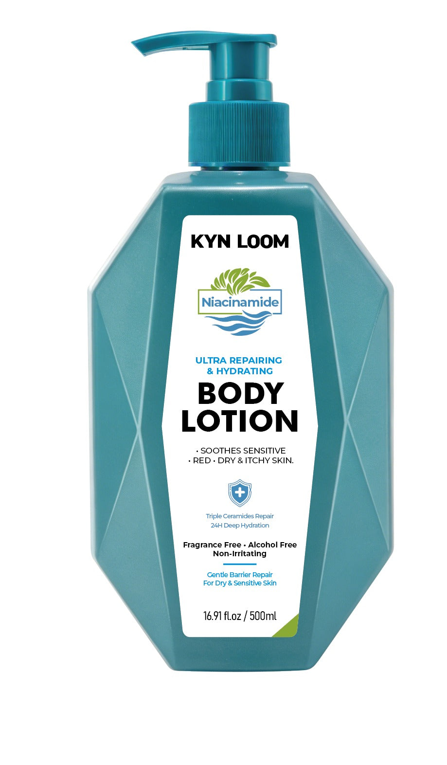 Kyn Loom body lotion bottle with Niacinamide on a white background