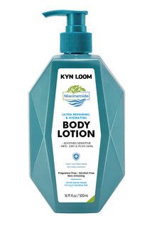 Kyn Loom body lotion bottle with Niacinamide on a white background