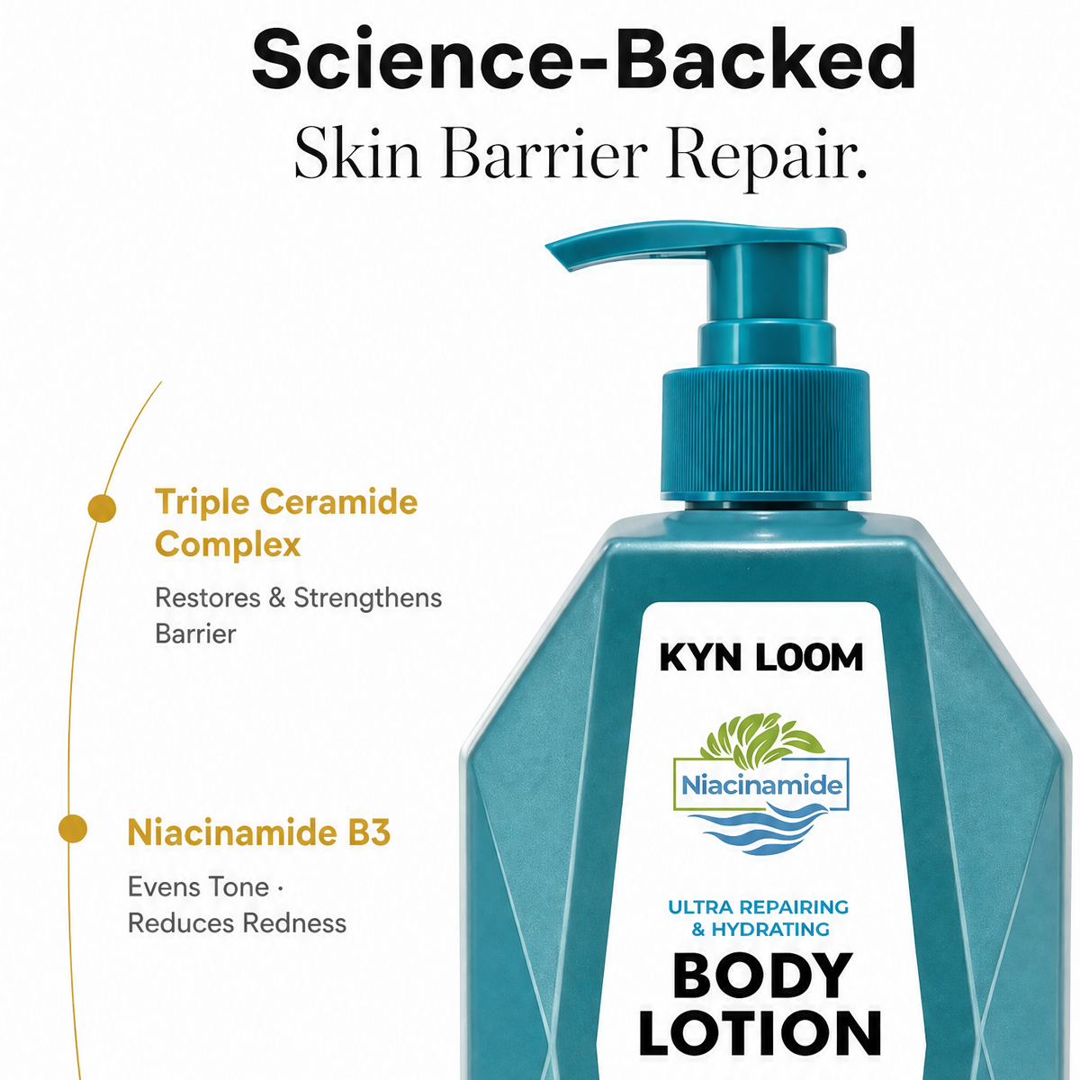 Kyn Loom body lotion with pump on a white background